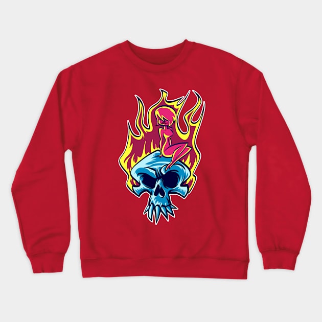 Skull on fire Crewneck Sweatshirt by EmptySkull